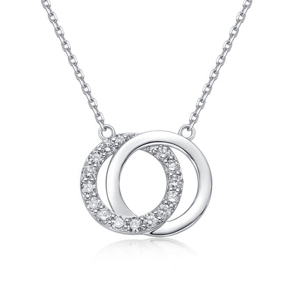 Interlocking Circles Natural Diamond Necklace in 18K White Gold CK174861