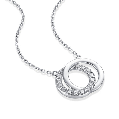 Interlocking Circles Natural Diamond Necklace in 18K White Gold CK174861