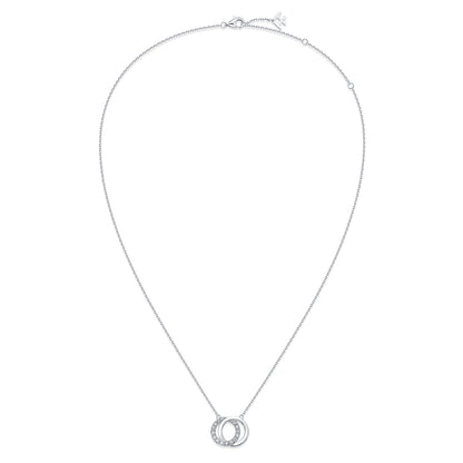Interlocking Circles Natural Diamond Necklace in 18K White Gold CK174861