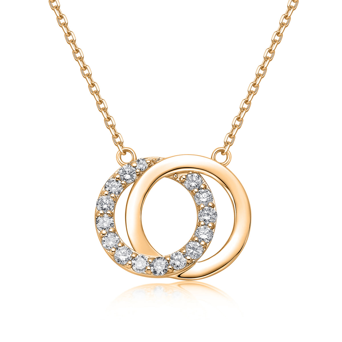 Interlocking Circles Natural Diamond Necklace in 18K Yellow Gold CK174869