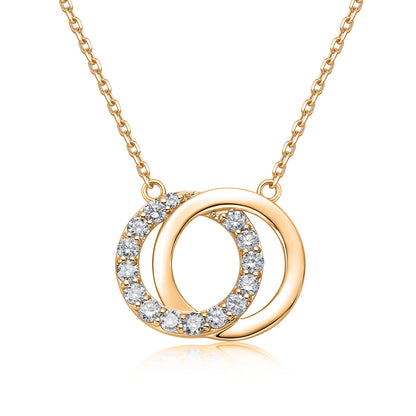Interlocking Circles Natural Diamond Necklace in 18K Yellow Gold CK174869