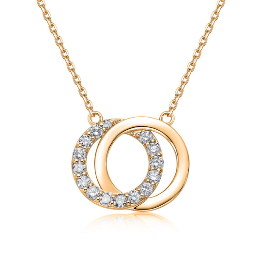 Interlocking Circles Natural Diamond Necklace in 18K Yellow Gold CK174869