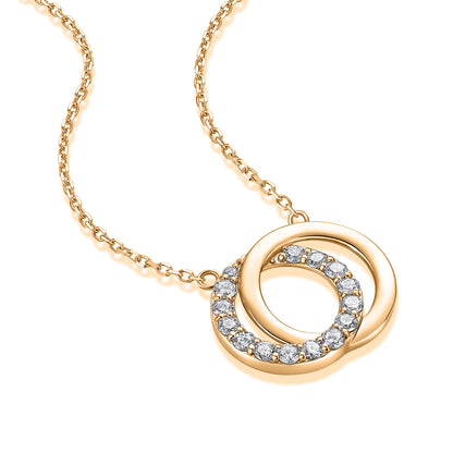 Interlocking Circles Natural Diamond Necklace in 18K Yellow Gold CK174870