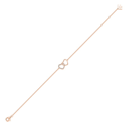 Interlocking Heart Natural Diamond Bracelet in 18K Rose Gold CK174799