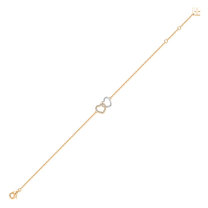 Interlocking Heart Natural Diamond Bracelet in 18K Two-Tone Yellow & White Gold CK174782