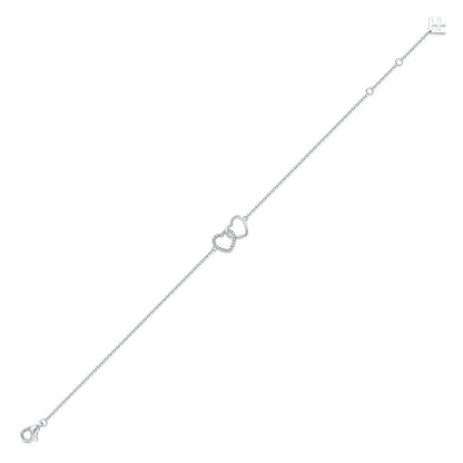 Interlocking Heart Natural Diamond Bracelet in 18K White Gold CK174793