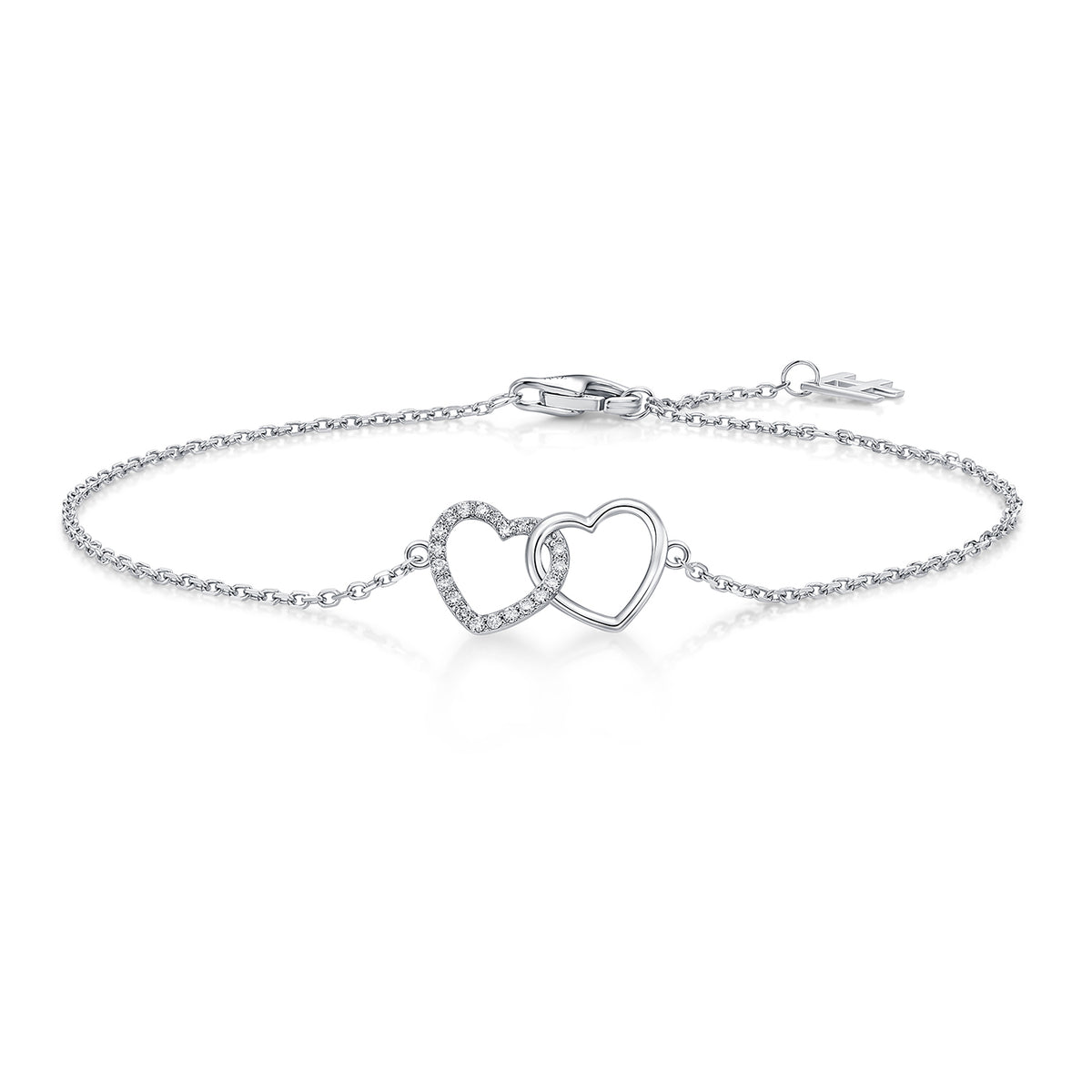 Interlocking Heart Natural Diamond Bracelet in 18K White Gold CK174794