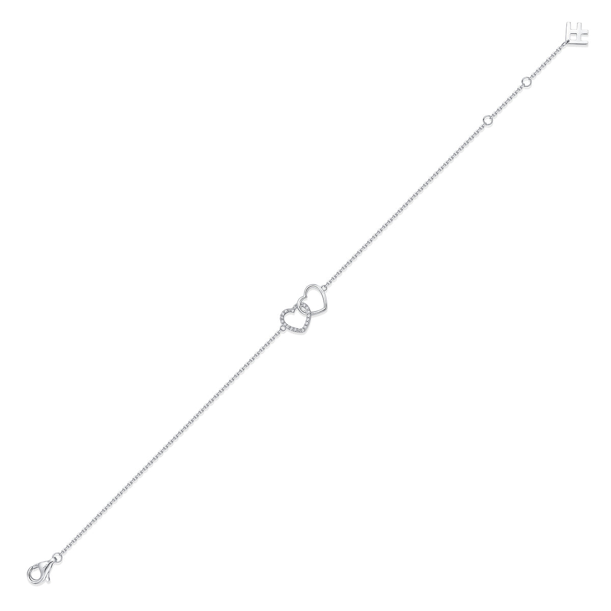 Interlocking Heart Natural Diamond Bracelet in 18K White Gold CK174794