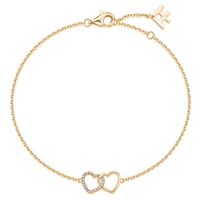 Interlocking Heart Natural Diamond Bracelet in 18K Yellow Gold CK175044
