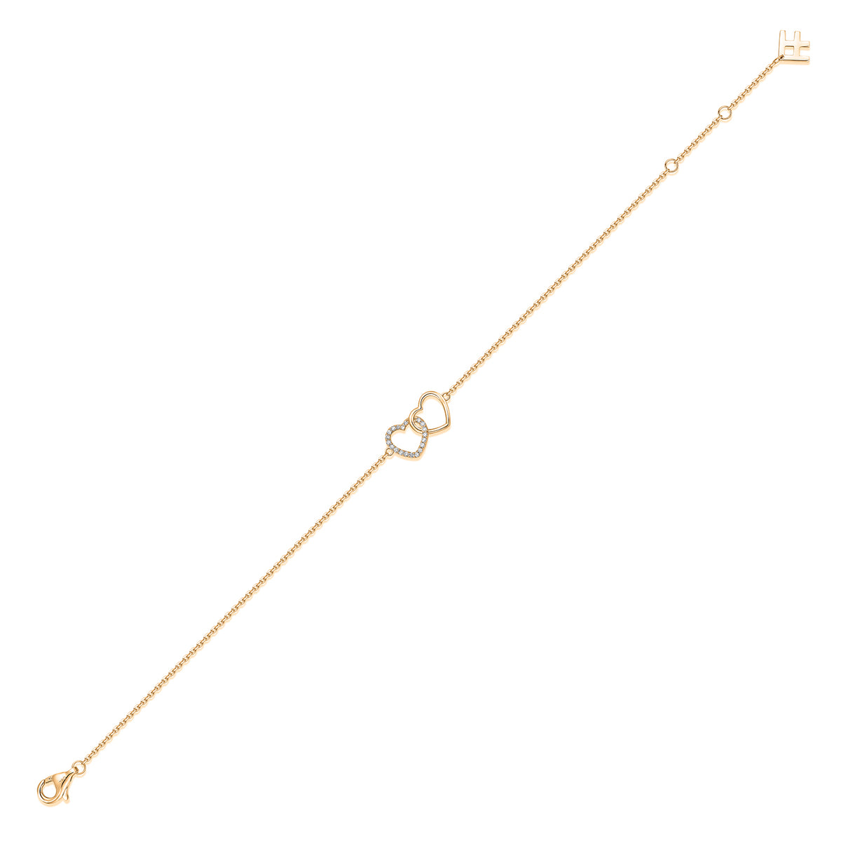 Interlocking Heart Natural Diamond Bracelet in 18K Yellow Gold CK175044