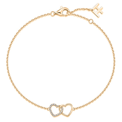 Interlocking Heart Natural Diamond Bracelet in 18K Yellow Gold CK175045