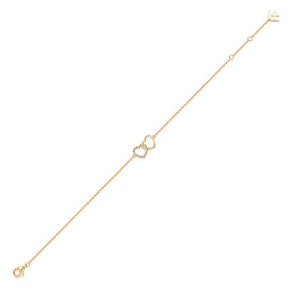 Interlocking Heart Natural Diamond Bracelet in 18K Yellow Gold CK175045