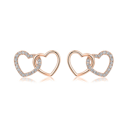 Interlocking Heart Natural Diamond Earrings in 18K Rose Gold CK174751