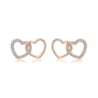 Interlocking Heart Natural Diamond Earrings in 18K Rose Gold CK174752