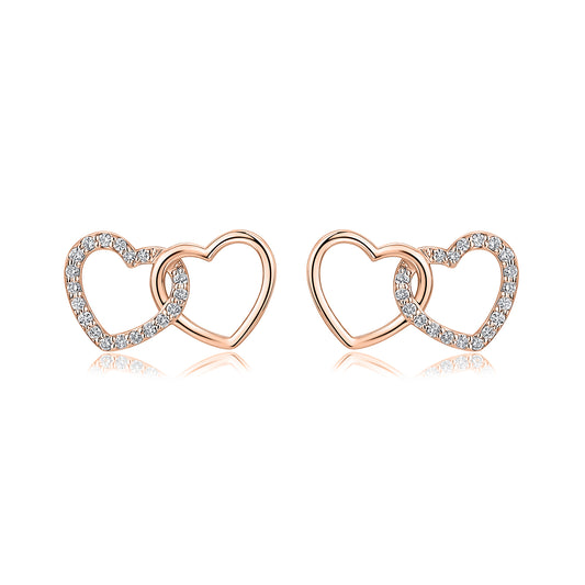 Interlocking Heart Natural Diamond Earrings in 18K Rose Gold CK174752