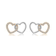 Interlocking Heart Natural Diamond Earrings in 18K Two-Tone Yellow & White Gold CK175034