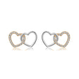Interlocking Heart Natural Diamond Earrings in 18K Two-Tone Yellow & White Gold CK175035