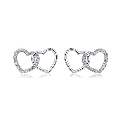 Interlocking Heart Natural Diamond Earrings in 18K White Gold CK174756