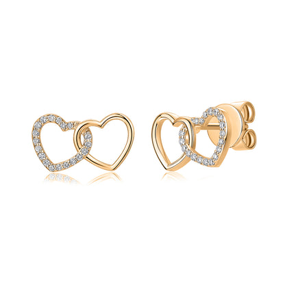Interlocking Heart Natural Diamond Earrings in 18K Yellow Gold CK174763