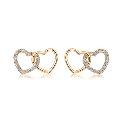 Interlocking Heart Natural Diamond Earrings in 18K Yellow Gold CK174764