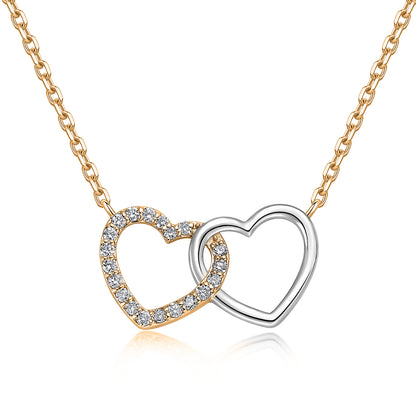 Interlocking Heart Natural Diamond Necklace in 18K Two-Tone Yellow & White Gold CK174833