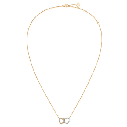 Interlocking Heart Natural Diamond Necklace in 18K Two-Tone Yellow & White Gold CK174834