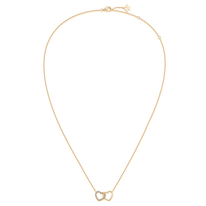 Interlocking Heart Natural Diamond Necklace in 18K Yellow Gold CK174876