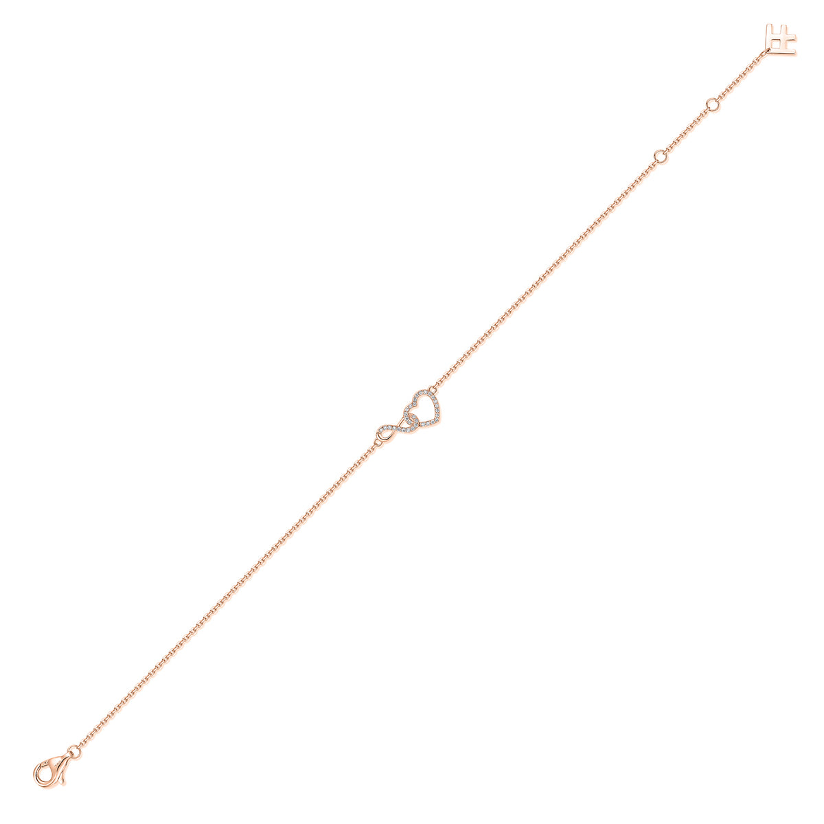 Interlocking Infinity Heart Natural Diamond Bracelet in 18K Rose Gold CK174777