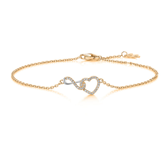 Interlocking Infinity Heart Natural Diamond Bracelet in 18K Two-Tone Yellow & White Gold CK174807