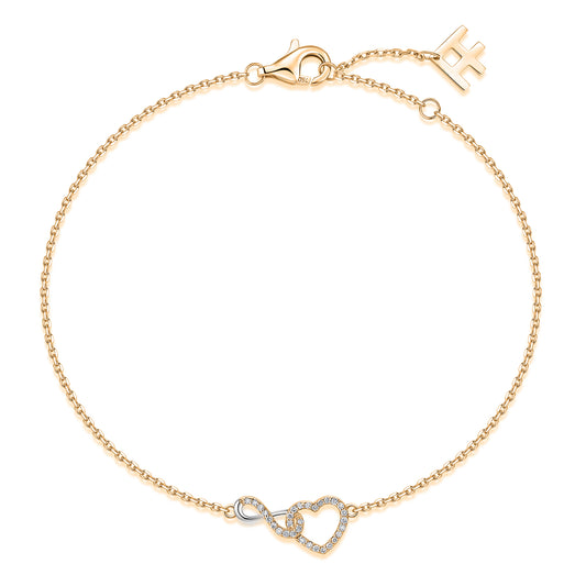 Interlocking Infinity Heart Natural Diamond Bracelet in 18K Two-Tone Yellow & White Gold CK174807