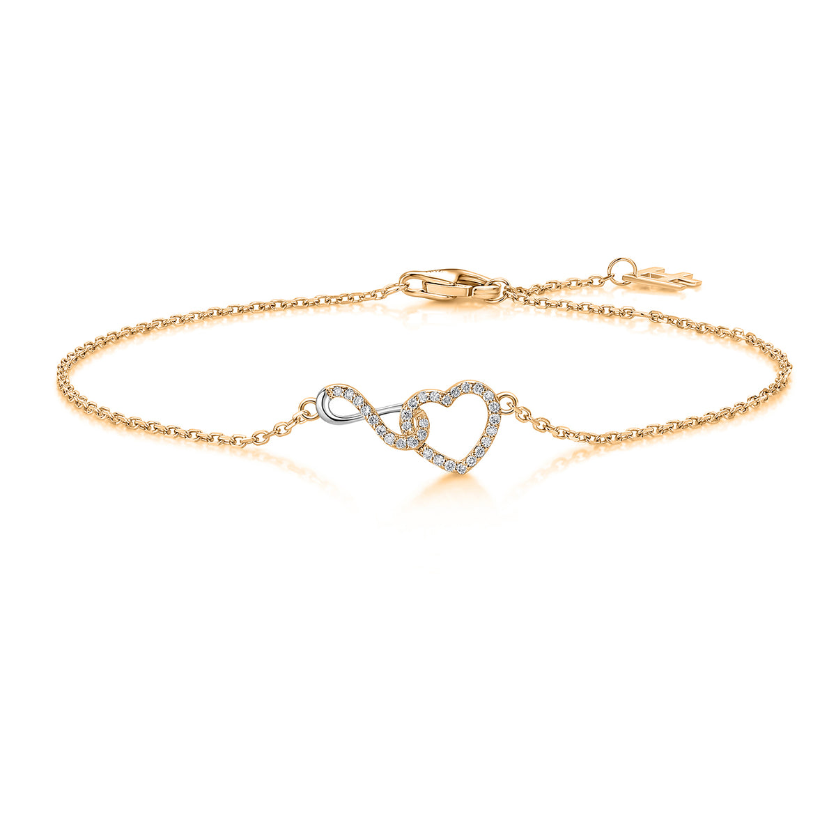 Interlocking Infinity Heart Natural Diamond Bracelet in 18K Two-Tone Yellow & White Gold CK174808