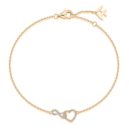 Interlocking Infinity Heart Natural Diamond Bracelet in 18K Two-Tone Yellow & White Gold CK174808