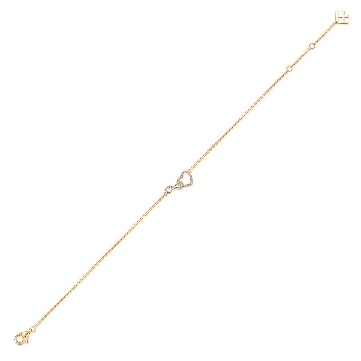 Interlocking Infinity Heart Natural Diamond Bracelet in 18K Two-Tone Yellow & White Gold CK174808