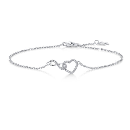 Interlocking Infinity Heart Natural Diamond Bracelet in 18K White Gold CK174791