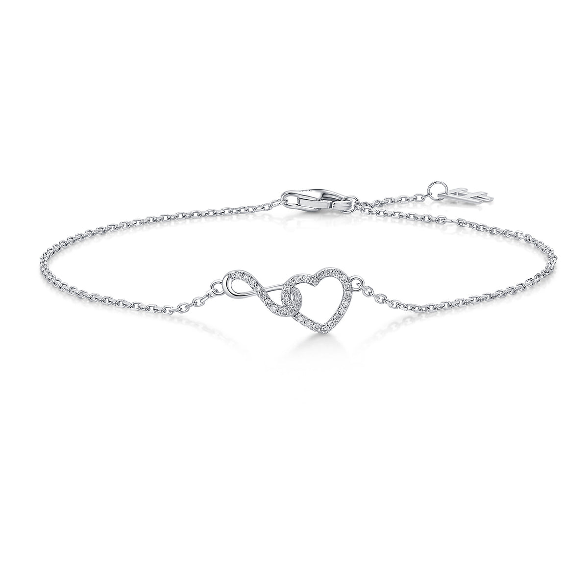 Interlocking Infinity Heart Natural Diamond Bracelet in 18K White Gold CK174792