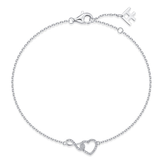 Interlocking Infinity Heart Natural Diamond Bracelet in 18K White Gold CK174792