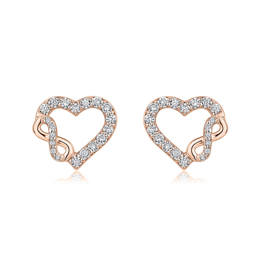 Interlocking Infinity Heart Natural Diamond Earrings in 18K Rose Gold CK174757