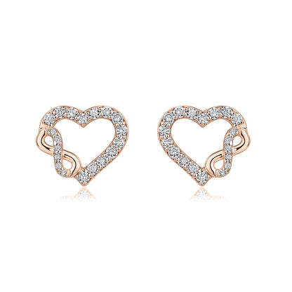 Interlocking Infinity Heart Natural Diamond Earrings in 18K Rose Gold CK174758