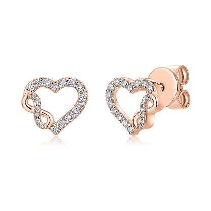 Interlocking Infinity Heart Natural Diamond Earrings in 18K Rose Gold CK174758
