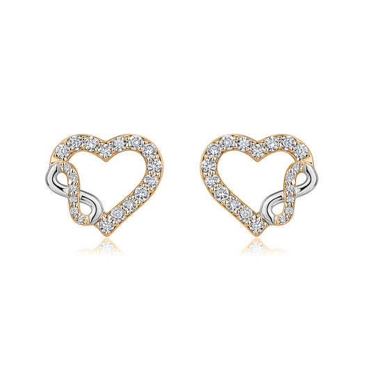 Interlocking Infinity Heart Natural Diamond Earrings in 18K Two-Tone Yellow & White Gold CK174753