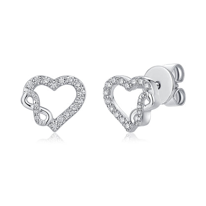Interlocking Infinity Heart Natural Diamond Earrings in 18K White Gold CK174759