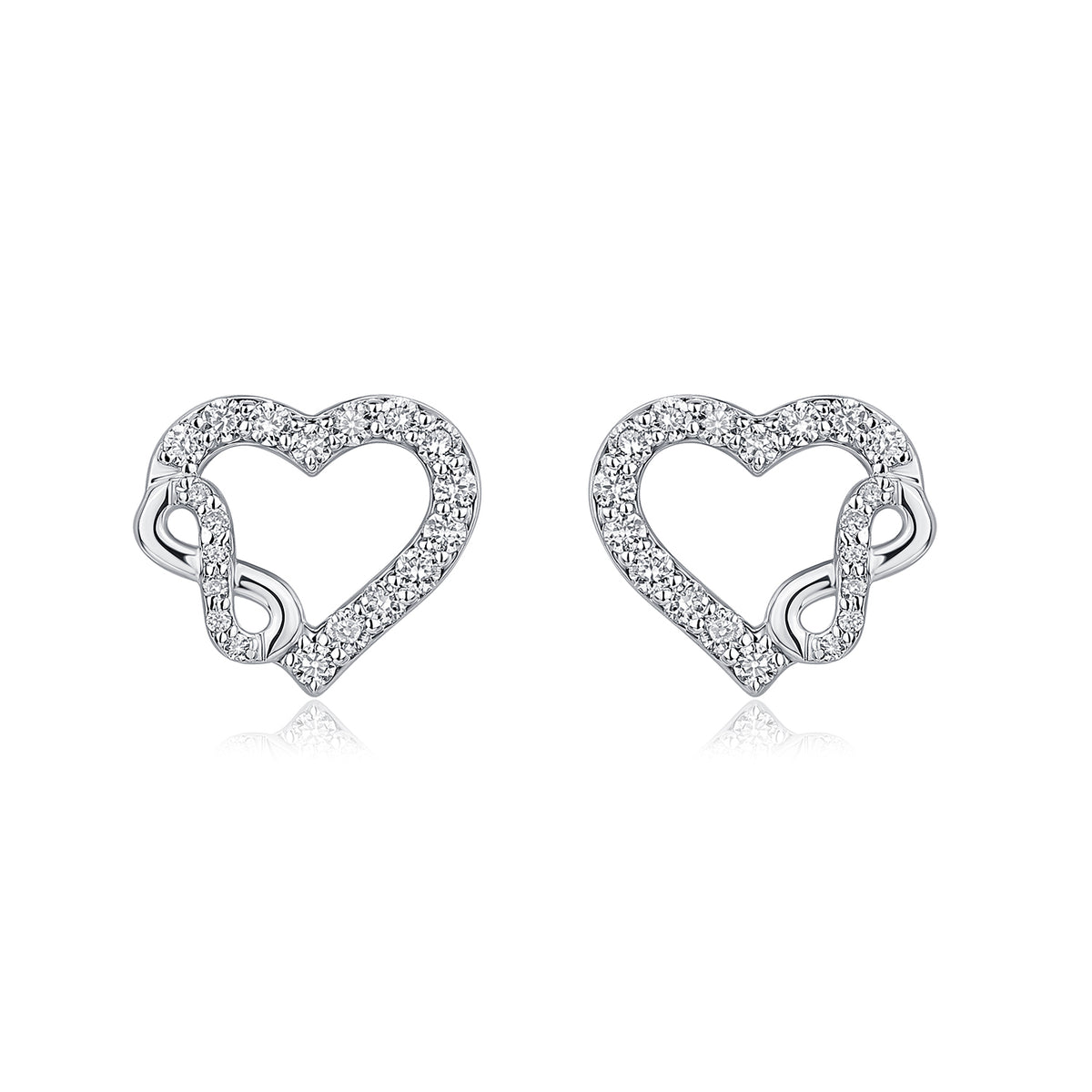 Interlocking Infinity Heart Natural Diamond Earrings in 18K White Gold CK174760