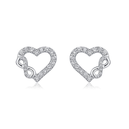 Interlocking Infinity Heart Natural Diamond Earrings in 18K White Gold CK174760