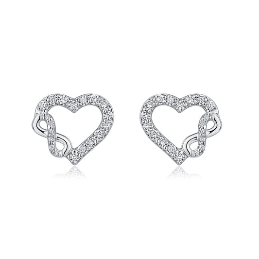 Interlocking Infinity Heart Natural Diamond Earrings in 18K White Gold CK174760