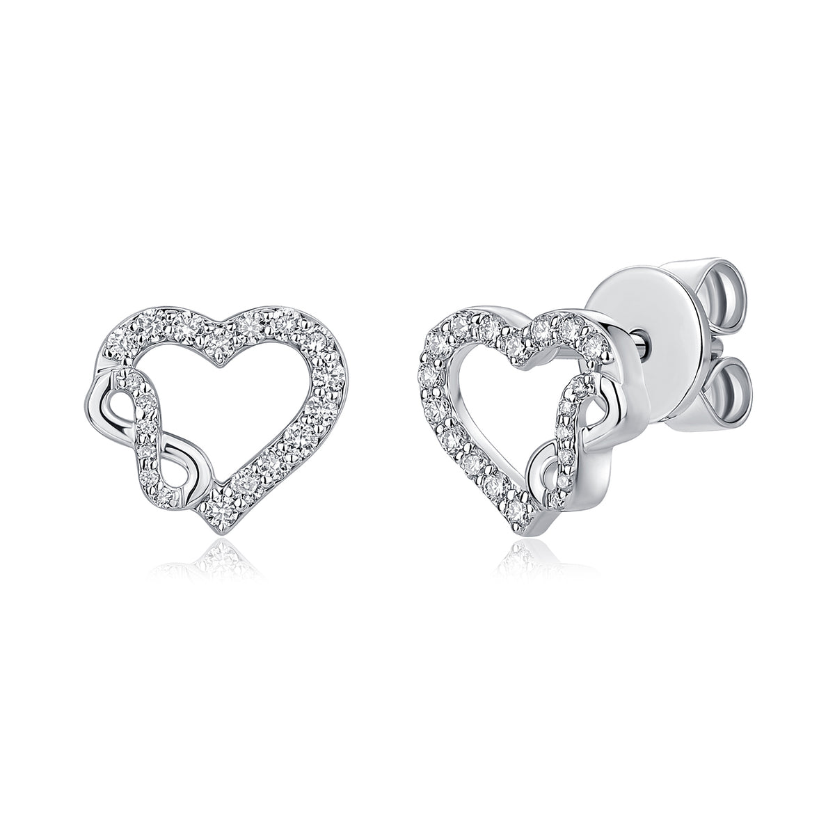 Interlocking Infinity Heart Natural Diamond Earrings in 18K White Gold CK174760