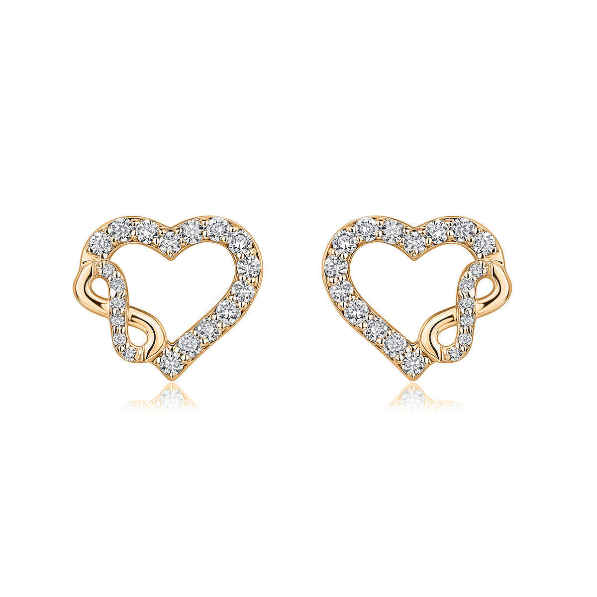 Interlocking Infinity Heart Natural Diamond Earrings in 18K Yellow Gold CK174769
