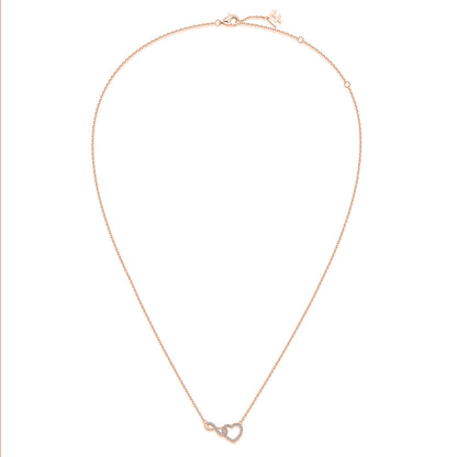 Interlocking Infinity Heart Natural Diamond Necklace in 18K Rose Gold CK174844