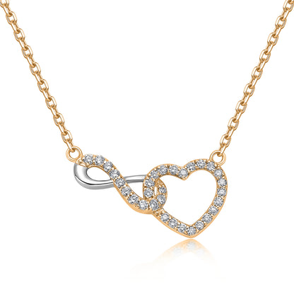 Interlocking Infinity Heart Natural Diamond Necklace in 18K Two-Tone Yellow & White Gold CK174829