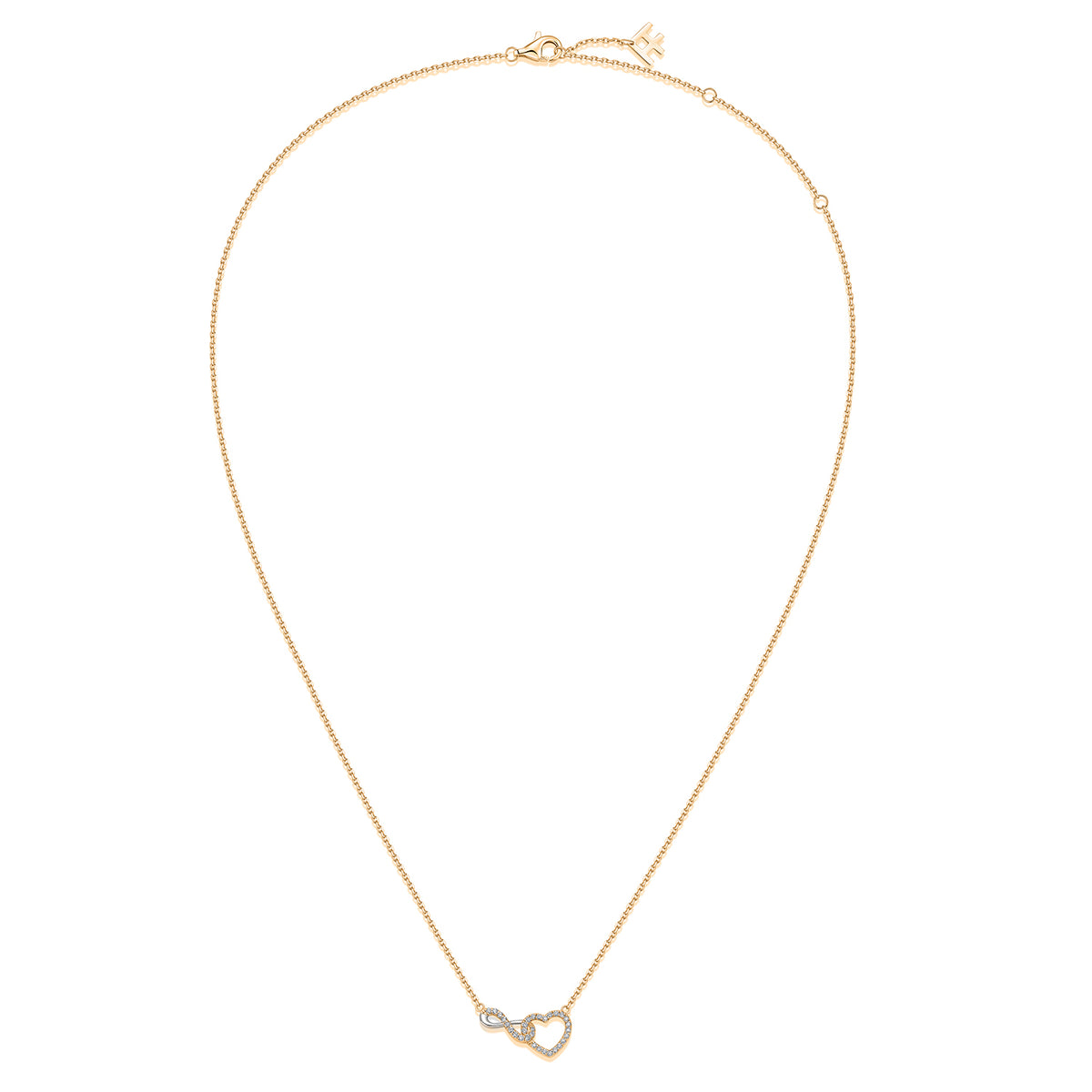 Interlocking Infinity Heart Natural Diamond Necklace in 18K Two-Tone Yellow & White Gold CK174830