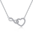 Interlocking Infinity Heart Natural Diamond Necklace in 18K White Gold CK174852